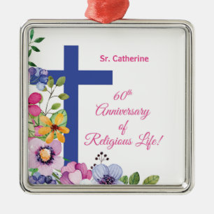 Personalize, 60th Anniversary Nun Religious Life Metal Ornament