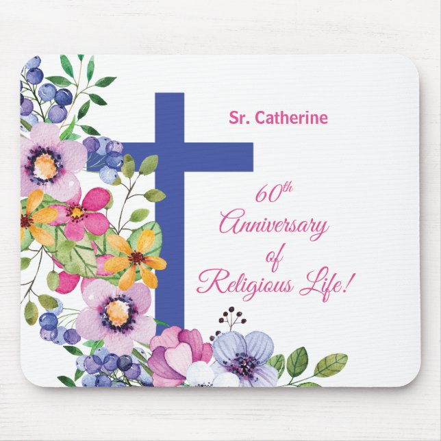 Personalize, 60th Anniversary Nun Religious Life Mouse Pad (Front)