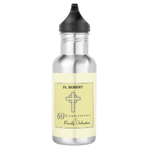 Personalize, 60th Anniversary of Priest Embossed 532 Ml Water Bottle