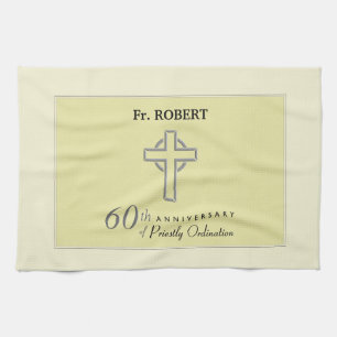 Personalize, 60th Anniversary of Priest Embossed Kitchen Towel