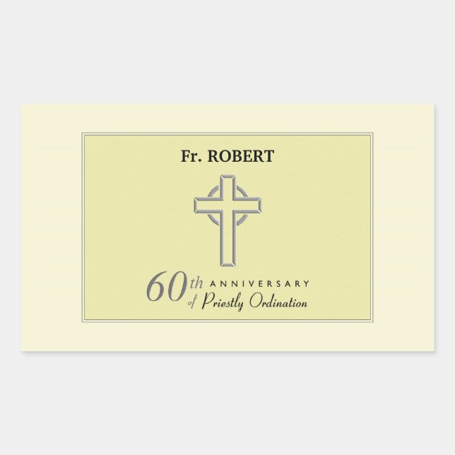 Personalize, 60th Anniversary of Priest Embossed Sticker (Front)