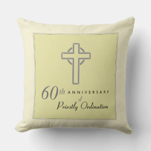 Personalize, 60th Anniversary of Priest Embossed Throw Pillow
