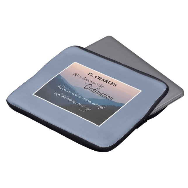 Personalize 60th Anniversary Ordination Congrats Laptop Sleeve (Front Top)