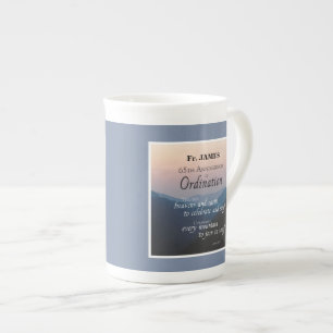 Personalize 65th Anniversary Ordination Congrats Bone China Mug
