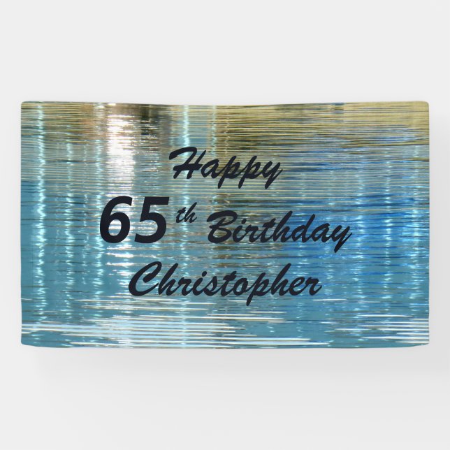 Personalize 65th Birthday Sign Reflection in Lake (Horizontal)