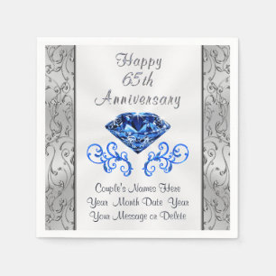 Personalize 65th Wedding Anniversary Party Napkins