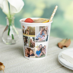 Personalize 6 Custom Photo Collages Framed Art Paper Cups