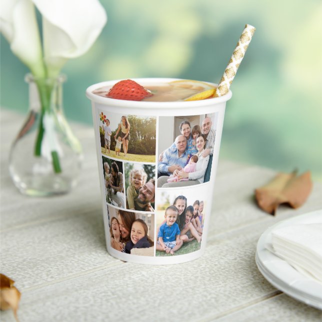 Personalize 6 Custom Photo Collages Framed Art Paper Cups (Insitu)