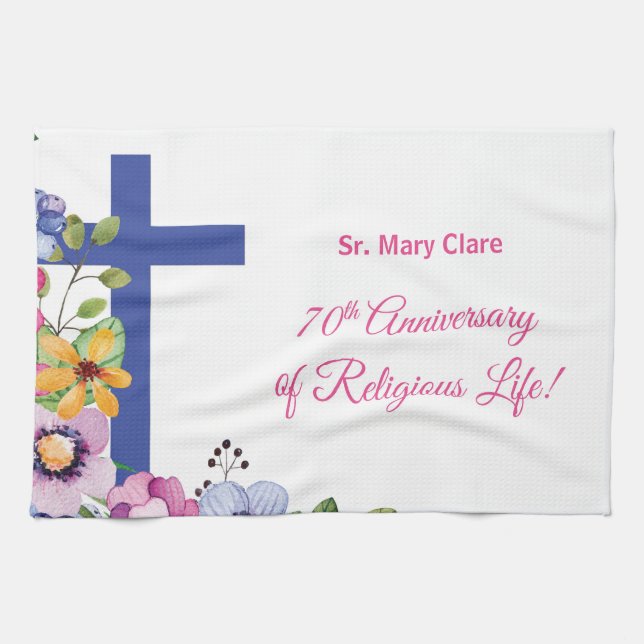 Personalize, 70th Anniversary Nun Religious Life Kitchen Towel (Horizontal)
