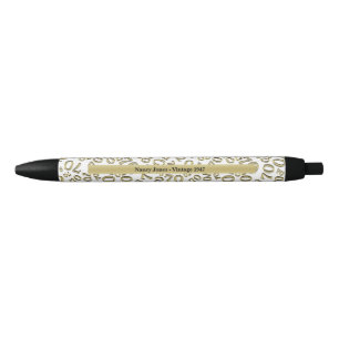 Personalize 70th Gold/White Birthday Favour Gift Black Ink Pen