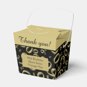 Personalize: 90th Birthday Party Gold/Black Favor Box