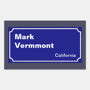 personalize a blue street sign sticker