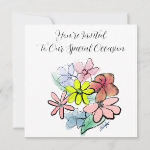 Personalize  A Bright and Pretty Flower Graphic  Invitation