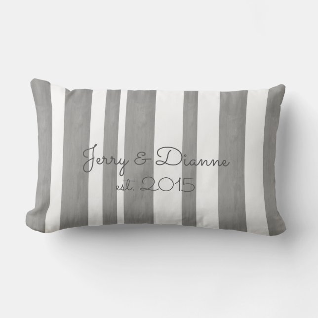 personalize a custom pillow grey and white stripes (Front)