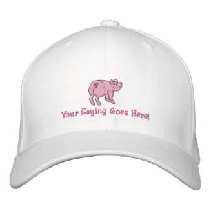Personalize A Cute Little Pig with Your Text Embroidered Hat
