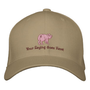 Personalize A Cute Little Pig with Your Text Embroidered Hat