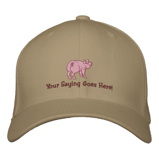 Personalize A Cute Little Pig with Your Text Embroidered Hat (Front)