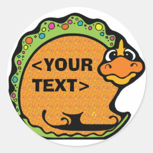 Personalize a Dinosaur, <YOUR TEXT> Classic Round Sticker