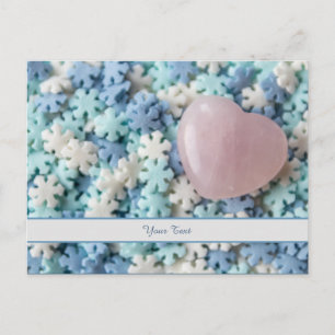 Personalize a heartful snowflakes postcard