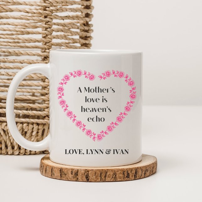 Personalize A Mother’s Love Is, Rose Heart Floral  Coffee Mug (Creator Uploaded)