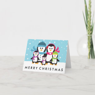 Personalize A Penguin Family Christmas Holiday Card