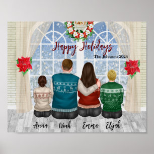 Personalize-able Custom Family Portrait Christmas Poster