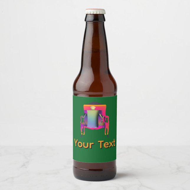 Personalize Abstract Chair Design Beer Bottle Label (Front)