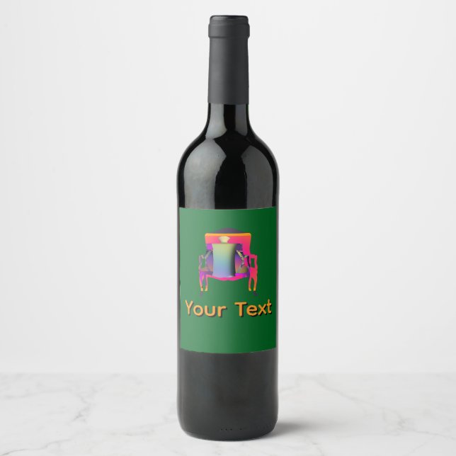Personalize Abstract Chair Design  Wine Label (Front)