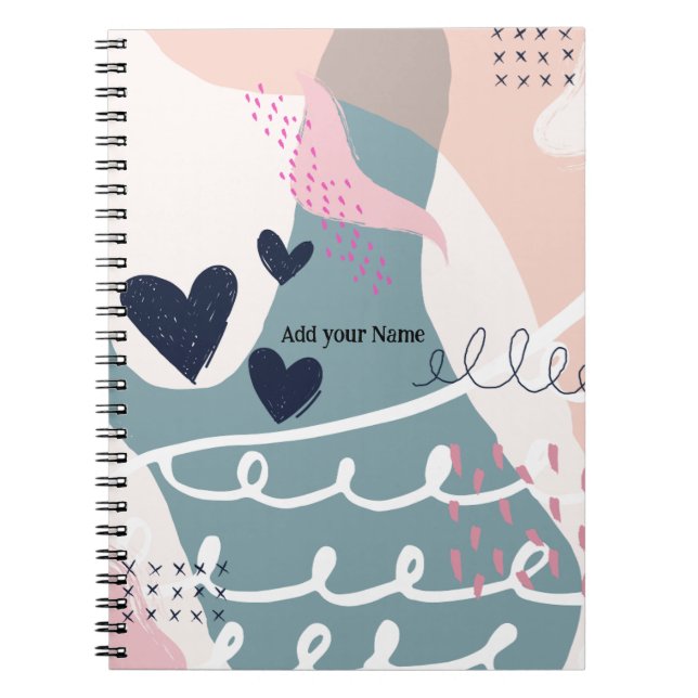PERSONALIZE: Abstract Hearts and Lines Notebook (Front)