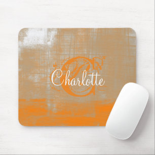 Personalize Abstract style orange gray white Mouse Pad