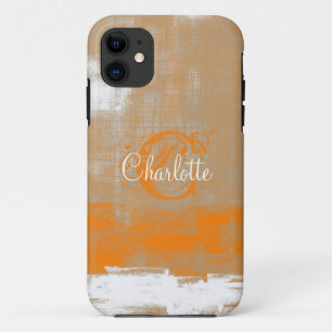 Personalize Abstract style orange grey white iPhone 11 Case