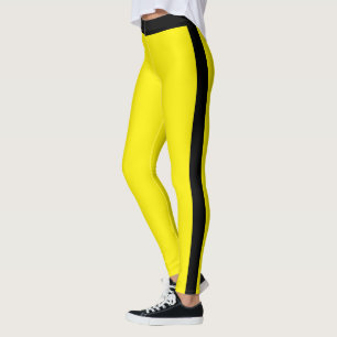 Personalize Active Women Cute Yellow Black Striped Leggings