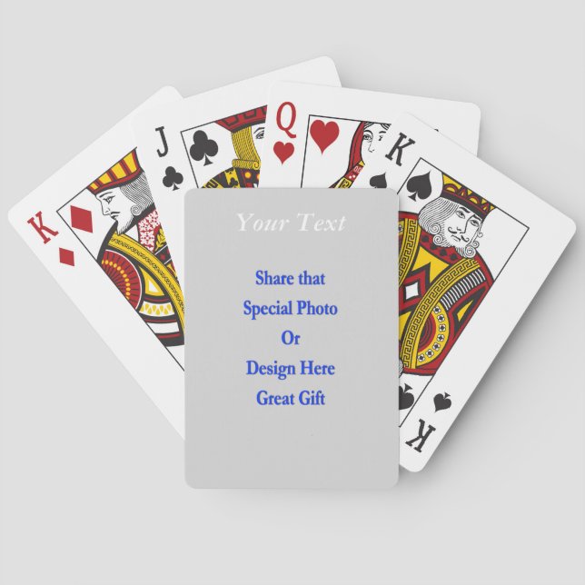 (Personalize) Add a personal touch. White Text Playing Cards (Back)