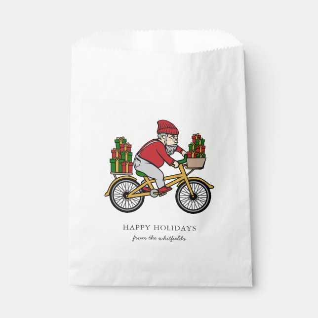 Personalize Add Family Name Cyclist Christmas Favour Bag (Front)