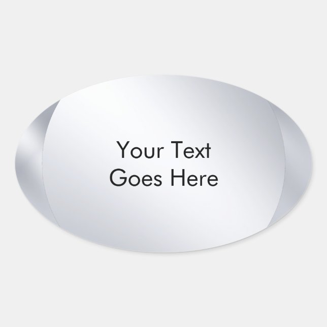 Personalize Add Your Text Metallic Silver Look Oval Sticker (Front)