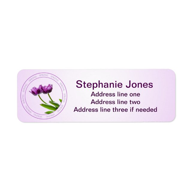 Personalize: Address Template Purple Tulips Photo (Front)