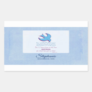 Personalize, Adult Baptism Dove on Blue Sticker