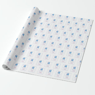 Personalize, Adult Baptism Dove on Blue Wrapping Paper