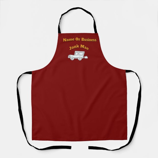 Personalize Advertise Junk Man Dk Red Work     Apron (Front)