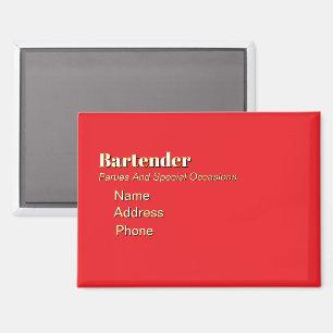 Personalize Advertise Promote Bartender  Magnet