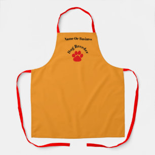 Personalize Advertise Red Paw Dog Breeder Orange   Apron