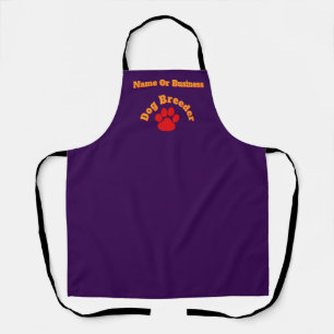Personalize Advertise Red Paw Dog Breeder Purple  Apron