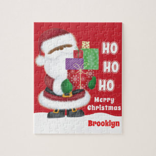 Personalize African American Santa Jigsaw Puzzle