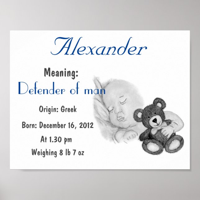 Personalize Alexander Name meaning keepsake Poster (Front)