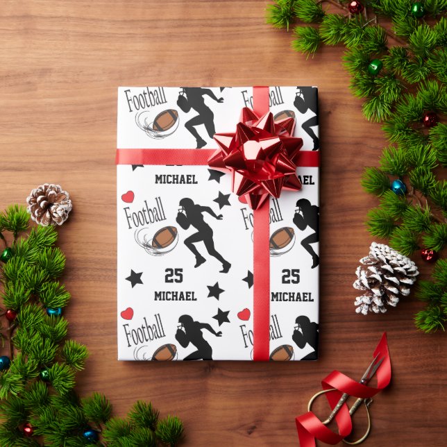 Personalize All Star Football Player Wrapping Paper (Holiday Gift)