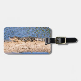 Personalize Alligator sunning at the lake Luggage Tag