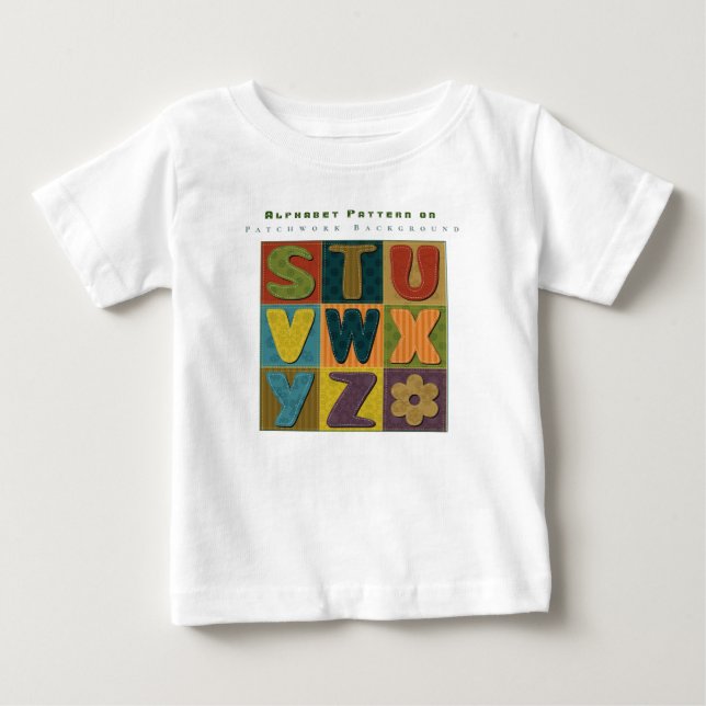 Personalize Alphabet Pattern Patchwork Background  Baby T-Shirt (Front)