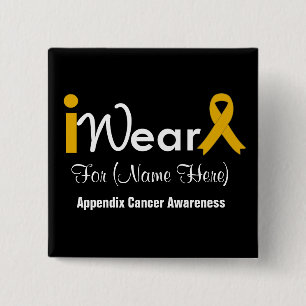 Personalize Amber Ribbon Appendix Cancer 2 Inch Square Button