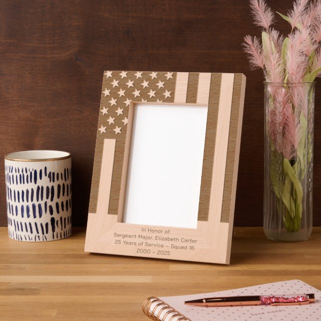 Personalize | American Flag Police Retirement Etched Frames (Left)
