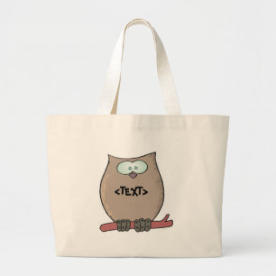 Personalize an Owl, <TEXT> Large Tote Bag